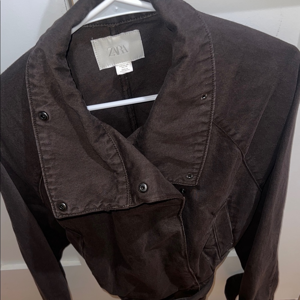 ZARA Women's Cotton Belted Jacket